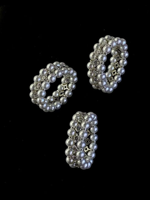 Layered Pearl Zirconia Jewelry Set – Necklace, Bracelet & Ring (Purchase Separately)